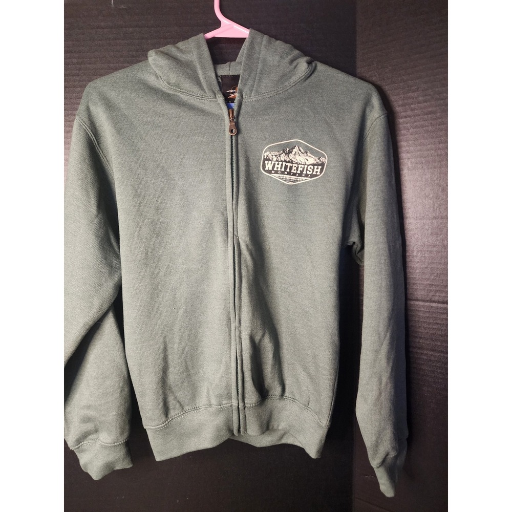 Prairie Mountain Youth Large Green Whitefish Montana Full Zip Hoodie NWT 14/16
